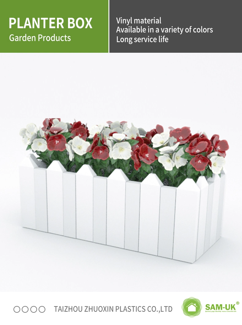 Easy to Assemble PVC White Plastic Square Planting Vegetables Flower Rectangular Raised Urban Garden Box Planters Outdoor Boxes