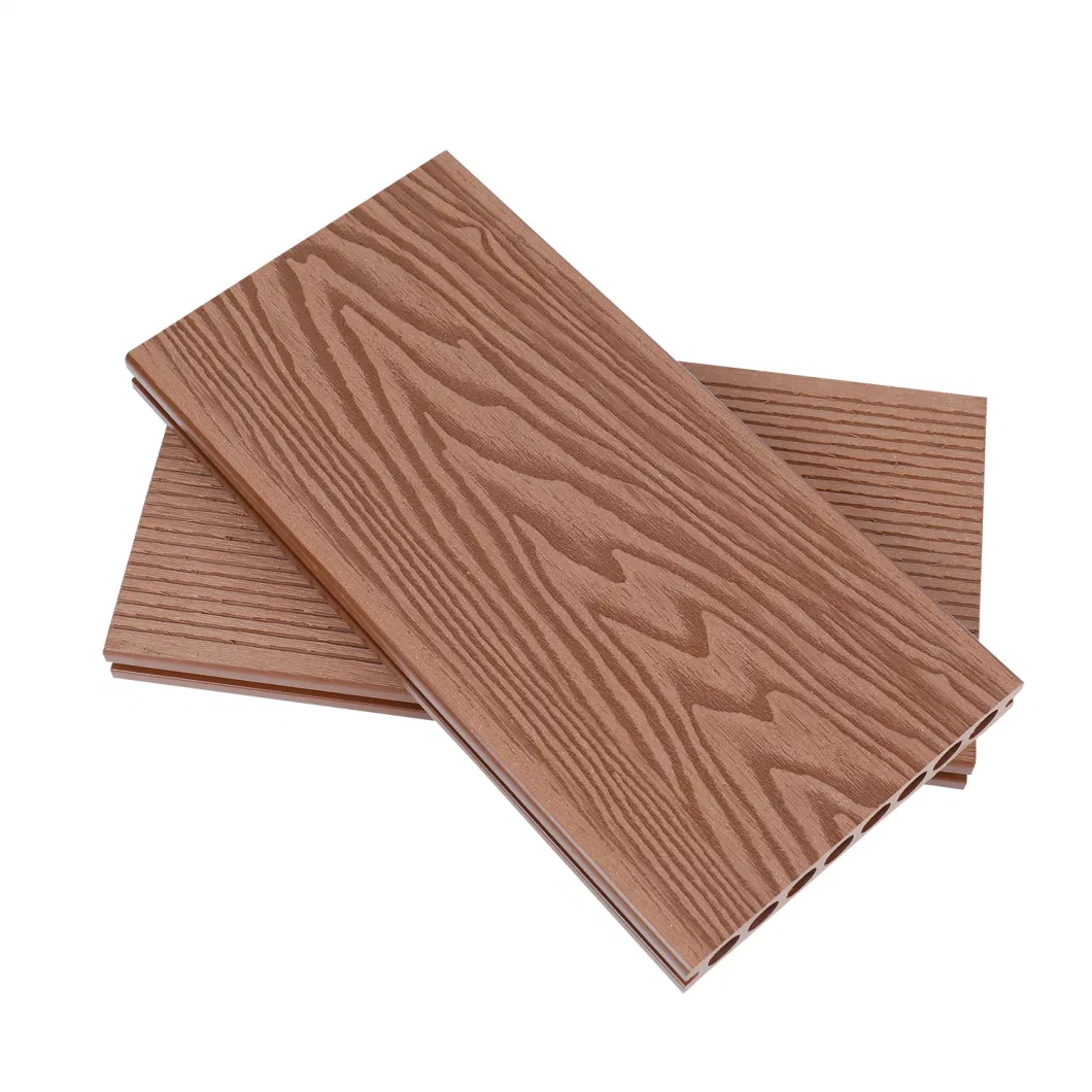 Waterproof Fire Rated 3D Embossed Hollow Profile Outdoor Swimming Pool Garden Terrace WPC Material Flooring Timber Board Wood Plastic Composite Decking